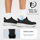 Womens Easy On Walking Shoes Lace Up Comfortable Tennis Shoes with Anatomic Toe Box for Women Breathable Running Sneakers (Black)