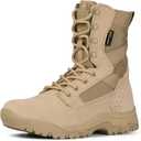 FREE SOLDIER Men's Work Tactical Boots 8 Inches Lightweight Combat Boots Durable Suede Leather Military Boot Desert Boot (Bright Tan) Size 8.5