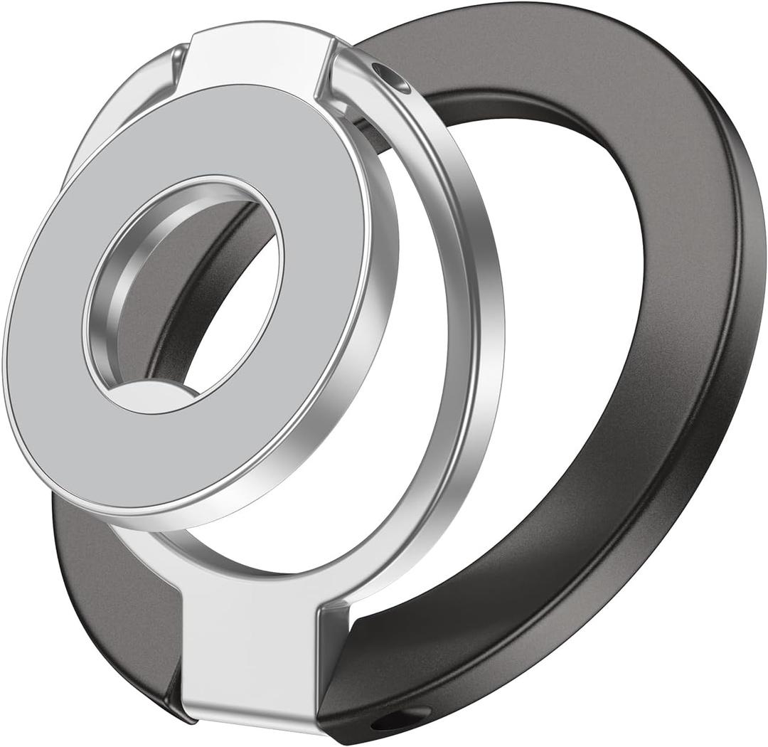 Magnetic Phone Ring Holder for MagSafe, 360 Rotation Cell Phone Grip Stand Finger Ring Kickstand Two-Sided Magnet for Samsung Galaxy S26 S25 Ultra iPhone 17 Pro Max 16e 16 Pro Max MagSafe Accessories (gray)