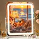Hasipu Vanity Mirror with Lights, 10" x 12" LED Makeup Mirror, 3 Modes Light, Smart Touch Control Dimmable, 360Rotation, Rectangle White Frame