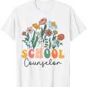 Groovy Wildflower School Counselor Tees T-Shirt,small