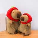 Cute Capybara Plush Wearing Strawberry Hat, 12inch Kawaii Capybara Stuffed Animal Soft Stuffed Toy Fruit Plushies Birthday for Kids