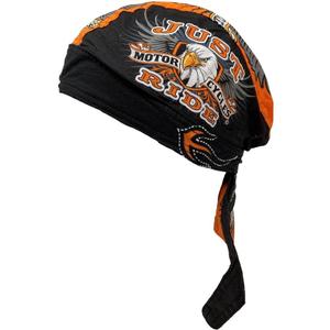 Black Orange Original Just Ride American Eagle Danbanna Head Wrap Durag Doo Rag Skull Cap Biker with Sweatband