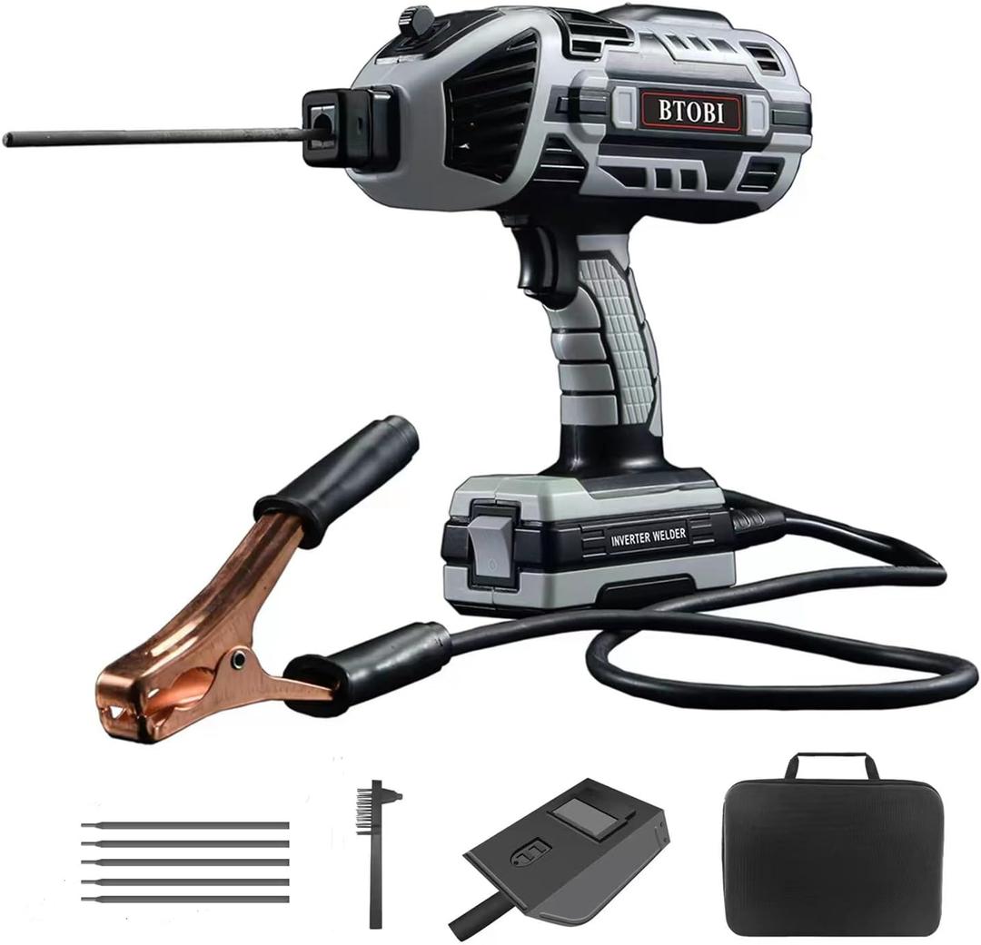 Welding Machine,Portable ARC Welder Machine Gun,IGBT Standing Handheld Welding Machine, 6 variable current adjustment,suitable for 3/32"-1/8" Stick Welder,BTOBI 110V Welder Machine Kit (Gray)