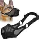 LUCKYPAW Dog Muzzle, Mesh Muzzle for Dogs, Soft Mouth Guard for Biting and Chewing, Breathable Mouth Cover with Adjustable Hook and Loop for Training, Grooming (Black, Small, Snout: 7.75"-8.75")