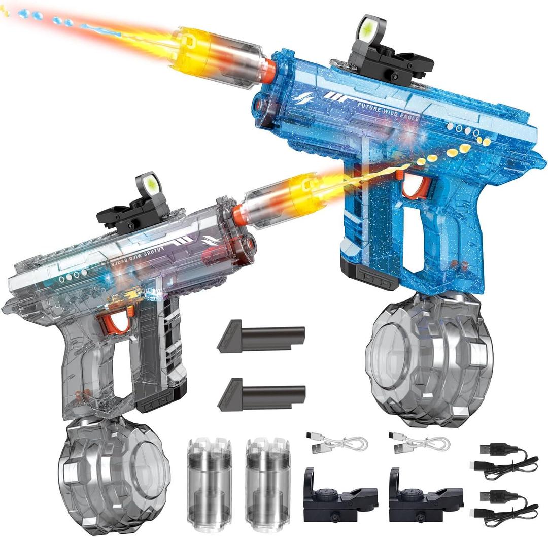 2 Pack Electric Water Gun for Adults Kids: Light Up Automatic Squirt Guns, 26-32FT Long Range, 800CC Large Capacity, Summer Outdoor Pool Games for Ages 8-12, Beach Backyard Family Party Toys Gift boy