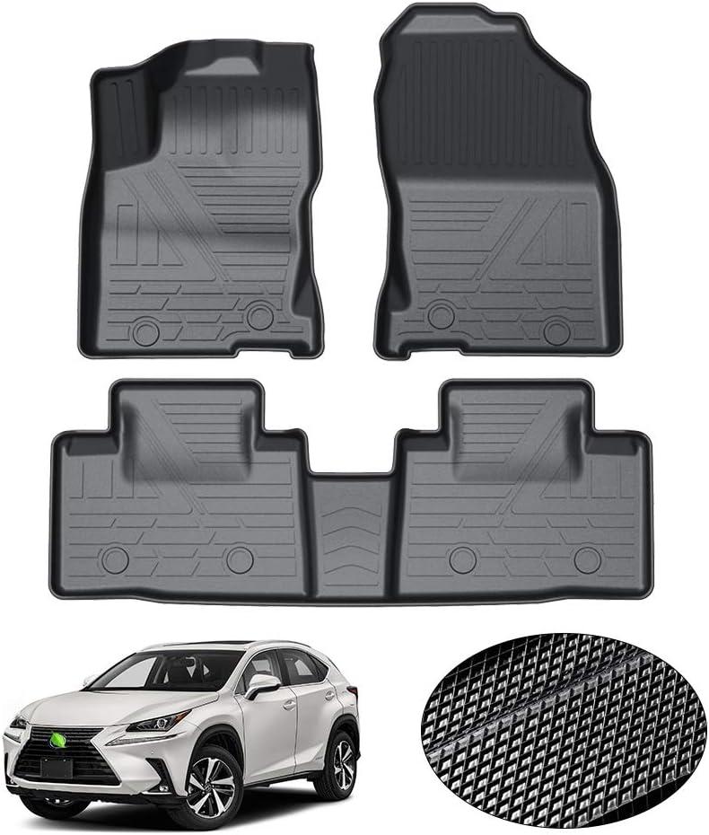 KUST Floor Mats for 2015-2021 Lexus NX NX300 /NX300h /NX 200t, All Weather Front Rear 2 Row TPE Rubber Floor Liners for NX Accessories Raised Edge