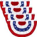 1.5x3 Ft Patriotic American Flag Bunting for Outside with Pleated Fan Design, Patriotic USA Banner for Independence Day and America 250th Anniversary Decor with Reinforced Grommets