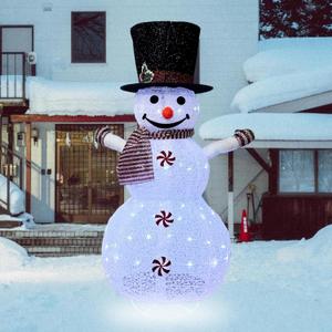MGJOC Lighted Snowman Outdoor Christmas Decorations.40-inch Height 90 LED Lights,White Theme high Translucent Mesh Cloth Material, Easy to Assemble.Suitable for Indoor and Outdoor Courtyards,Party