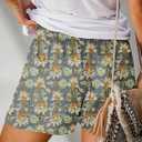 Womens Drawstring Shorts Summer Elastic Waist Casual Lightweight with Pockets (Green, S)