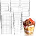 30Pack 5oz Plastic Dessert Cups with Lids and Spoons, Square Clear Parfait Appetizer Cups, Mini Reusable Shooter Serving Cups, Party Dessert Shot Glasses for Tasting