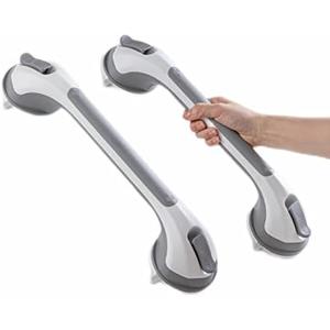 TAILI Grab Bars for Bathtubs and Showers 2 Pack Suction Grab Bar, Heavy Duty Shower Handle Removable Bath Handrails for Seniors and Elderly, Bathroom Safety Grip No Drilling Waterproof, Grey