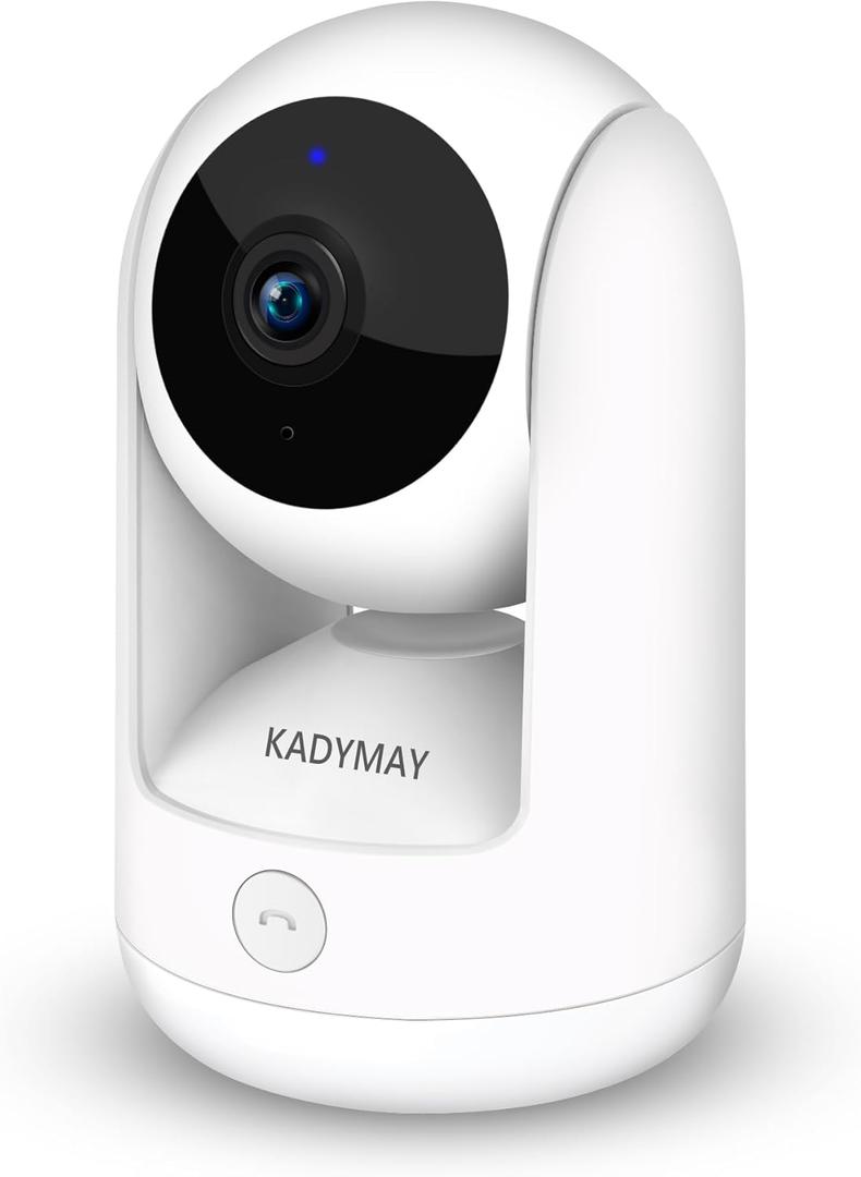 Indoor Camera w/ 1-Key-Call, Pet Camera/Dog Cameras w/Motion Tracking, 2K HD Baby Monitor w/Pan/Tilt Rotating, Live Video&Playback with Phone App, WiFi Wireless Cameras for Home Security-White