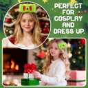 2 x 3Pcs Green Christmas Hair Bows Clip for Girls Women,6 Inch Green Christmas Hair Clips Bow for Hair Accessories
