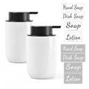 BosilunLife Foaming Soap Dispenser Set - White Ceramic Foam Hand Dispenser 12oz Soap Dispenser Set with Rust Proof Pump, 4Pcs Clear Stickers for Kitchen, Bathroom - 2 Pack