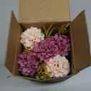 SUPNIU Artificial Hydrangea Bouquet with Small Ceramic Vase Fake Silk Variety Flower Balls Flowers Decoration for Table Home Party Office Wedding (White)