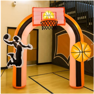 Vertintong 9 ft Giant Basket Inflation Arch for Basketball Party Decorate with 1 Blower and 5 LED Light for Basketball Team Coach Stadium