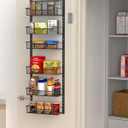 12.3" W Narrow Over the Door Pantry Organizer, 6-Tier Over the Door Organizer with Adjustable Basket, Pantry Door Organization for Pantry Kitchen Storage Room Spice Rack, Black