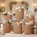 Sanwuta 6 Pack Straw Beach Bags for Women Crochet Tote Bags Bridesmaids Boho Large Woven Tote Bag for Vacation Holiday Summer