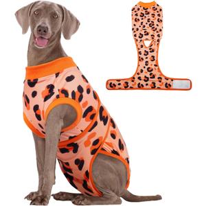 Kuoser Dog Recovery Suit for Dogs After Surgery,Professional Surgical Onesie for Female Male Dogs Spay Neuter,Soft Dog Surgery Suit Bodysuit for Abdominal Wounds Skin Disease,Orange 2XL (XX-Large (Back: 24.8" - 29.5"; Weight: 70+ LB))