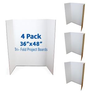 Flipside Products 36 x 48 Project Boards for Presentations, Science Fair, School Projects, Event Displays and Trifold Picture Board, Proudly Made in USA - White - 4 Pack