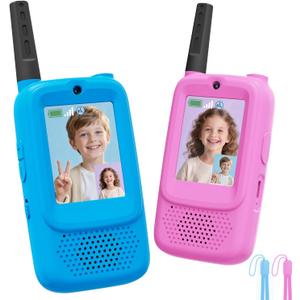 Video Walkie Talkies for Kids, 2-Pack Rechargeable Kids Walkie Talkies with HD Camera, Voice Changer & Long Range, Indoor Outdoor Toys for Hiking,Camping,Christmas Birthday Gifts for 3-12 Boys Girls