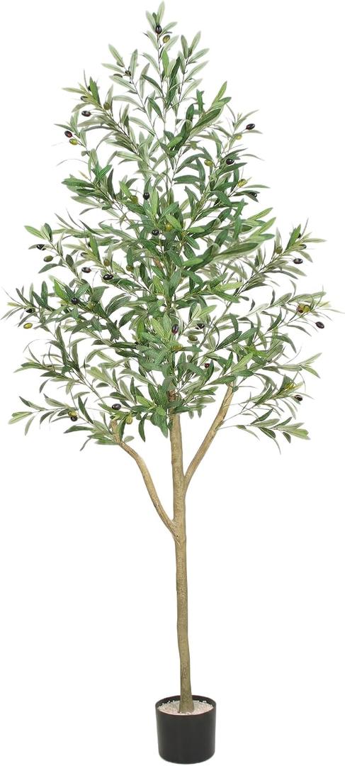 Olive Trees Artificial Indoor, 6ft Artificial Plants Indoor with Lifelike Fruits and Realistic Leaves - Indoor Tall Faux Olive Trees for Modern Home Office Living Room Decor