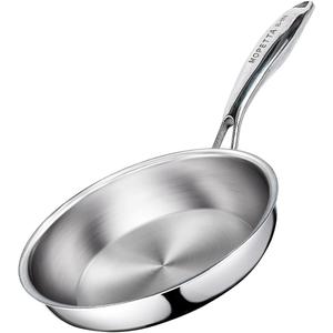 8 inch Tri-Ply Stainless Steel Frying Pan,No Coatings PFOA&PTFE Free Skillets,Chef's Pans,Dishwasher and Oven Safe Cookware, Compatible with All Cooktops