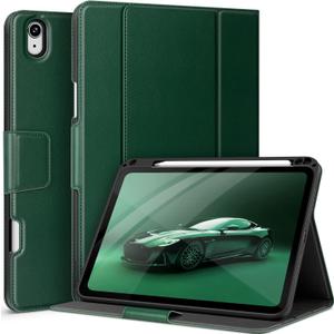 auaua Case for iPad Air 11 Inch M3/M2 (2025/2024), iPad Air 5th/4th Generation (2022/2020), with Pencil Holder and Pocket, Typing Angle Muti-Stand Magnetic Closure Auto Sleep/Wake (Green)