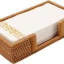 Guest Towel Holder, Rattan Napkin Holder, Wicker Bathroom Napkin Holder Tray, Flat Guest Towel Holder Tray for Toilet Table Restaurant, Honey Brown