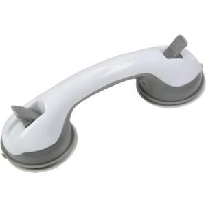 Juvielich 1 Pack Suction Grab Bar Shower Handle Suction Cup with Strong Suction Cup Armrest Handle with Dual Locking for Toilet Tiles Glass Hard Plastic Cabinet Drawer Bar Light Gray