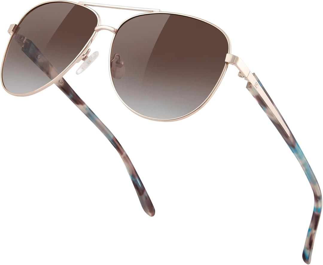 BIRCEN Polarized Aviator Sunglasses for Women : UV Protection Acetate Square Sunglass With Retro Classic Style