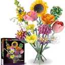 WISEPLAY Flower Bouquet Building Blocks Set for Adults – 1045 PCS Botanical Collection with Tulips, Sunflower & Lily | Creative Home Décor, Stress Relief Craft Kit | Unique for Women