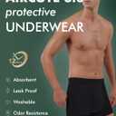 AIRCUTE Urine Incontinence Underwear for Men Washable Leak Proof Absorbency Boxer Briefs with Fly Bladder Control 60ML, 5 Pack (3XL,Black)