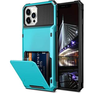 Vofolen for iPhone 13 Pro Max Case Wallet 4-Card Holder ID Slot Flip Door Hidden Pocket Men Women Anti-Scratch Dual Layer Hybrid TPU Bumper Armor Protective Hard Shell Back Cover 5G Sky Blue