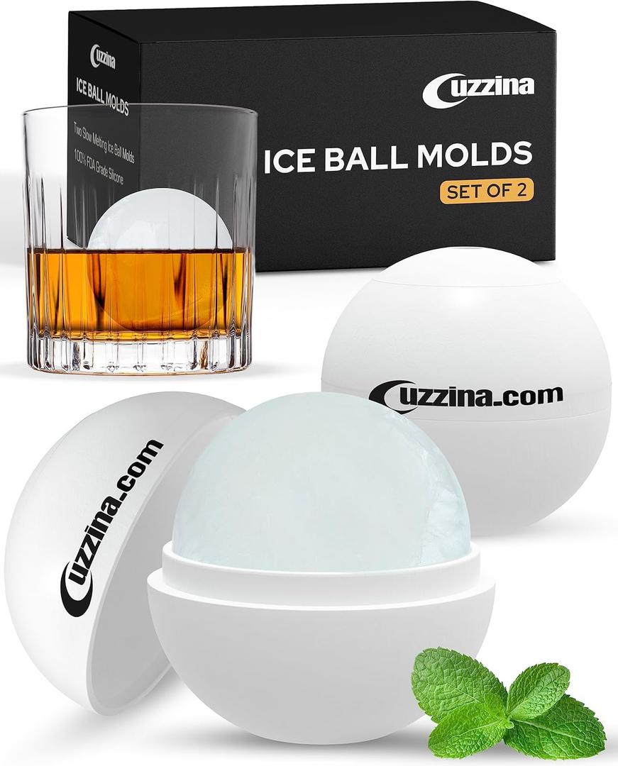 Silicone Ice Molds Set of 2 - Circle Ice Cube Molds for Large Round Ice Balls - Ideal Sphere Shaped Big Ice Balls for Whiskey, Bourbon, Scotch, and Other Drinks - Includes Extra Cocktail Recipes Silicone Ice Molds Set of 2 - Circle Ice Cube Molds for Large Round Ice Balls - Ideal Sphere Shaped Big Ice Balls for Whiskey, Bourbon, Scotch, and Other Drinks - Includes Extra Cocktail Recipes