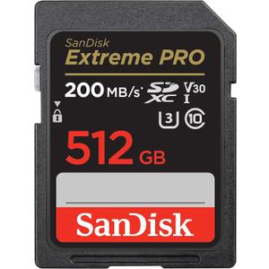 SanDisk 512GB Extreme PRO SDXC UHS-I Memory Card - C10, U3, V30, 4K UHD, SD Card - SDSDXXD-512G-GN4IN, Dark gray/Black