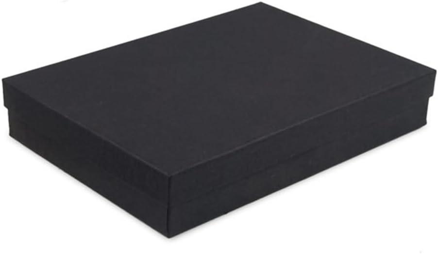 RJ Displays 6 Pack Cotton Filled Matte Black Color Paper Cardboard Jewelry Necklace Bracelets Watch Gift and Retail Boxes Size 7 1/8" x 5 1/8" x 1 1/8" Inch (Matte Black)