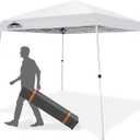EAGLE PEAK 10x10 Slant Leg Outside Pop Up Canopy, Instant Outdoor Canopy Tent, 8x8 Top 10x10 Base Sun Shelter with Wheeled Carry Bag, Ropes and Stakes, White