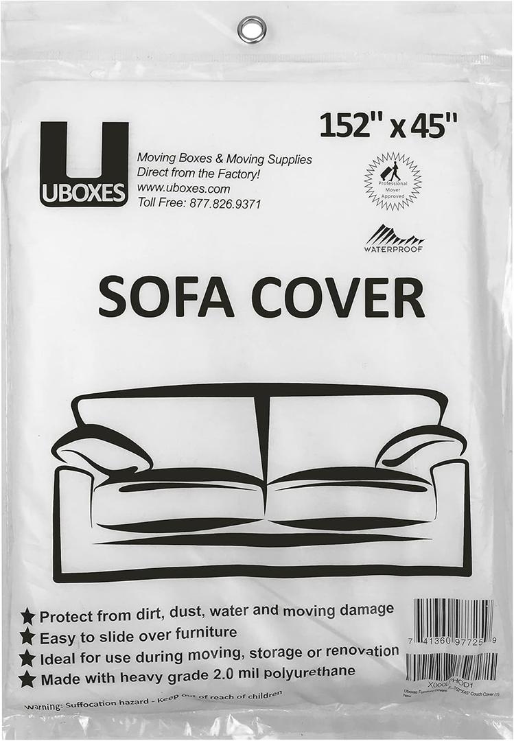 Uboxes Sofa Protective Poly Covers, 152 x 45 in (Pack of 1)