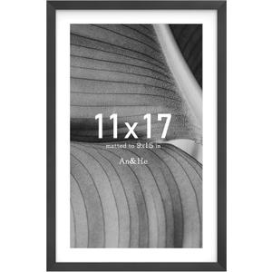 An&He 11x17 Picture Frame, Black Photo Frame for Tabletop and Wall Display, Minimalist Design, Set of 1