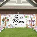 WovWeave Easter Garage Door Banner 6.6 x 16.4 ft He is Risen Garage Outdoor Wall Cover Decorations Religious Hanging Backdrop Banner for Spring Easter Mural Christian Party Background (Cute)