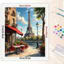 Paris Caf Scene Paint by Numbers Kit for Adults - DIY Eiffel Tower with Red Canopy Bistro Painting on Canvas 16x20 Inches, Acrylic Paint Set, Suitable for Beginners, Art for Home Decoration or Gifts