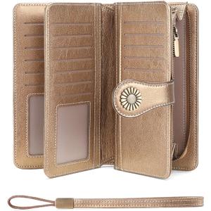 SENDEFN Wallets for Women Leather Credit Card Holder with RFID Blocking Large Capacity Wristlet | with RFID Blocking, Large Capacity, Wristlet, with RFID Blocking, Large Capacity, Wristlet