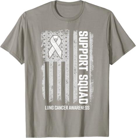 Lung Cancer Shirts Support Squad Lung Cancer Awareness T-Shirt, S/M