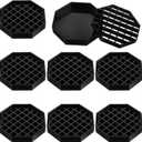 8 Pcs 4 Inch Coffee Drip Tray Countertop Octagon Humidity Drip Trays for Drink Dispenser,Black Plastic Coaster Tray with Honeycomb Grid,Value Pack,for Drink Tea Wine Beverage Dispenser