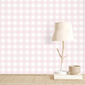 Cohoo Home Pink Plaid Peel and Stick Wallpaper Boho Plaid Contact Paper for Cabinets Pink Checkered Gingham Contact Paper Self Adhesive Removable Wallpaper Bathroom Nursery Waterproof 17.3inW 197inL