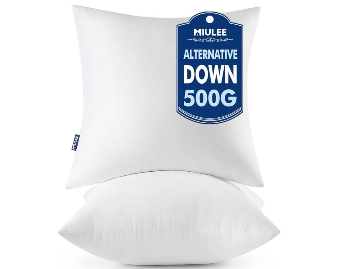 MIULEE Throw Pillows Inserts, Pack of 4 18x18 Inch 100% Virgin Fiber Filling Bed Couch Pillows