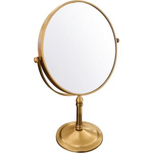 Antique Brass Makeup Mirror 1X/10X Free Standing 8 Inches 360 Swivel Dual-Sided Tabletop Makeup Mirror, Metal