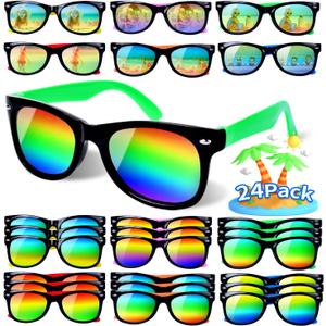 Kids Sunglasses Bulk,24 Pack Sunglasses Kids Party Favor for Kids Age 4-8-12, Neon Sunglasses with UV400 Protection Pool Party Toys, Goody Bag Stuffers, Summer Toys for Boys and Girls.